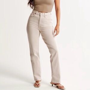 Abercrombie & Fitch Cream Ultra High-Rise '90s Straight Jeans